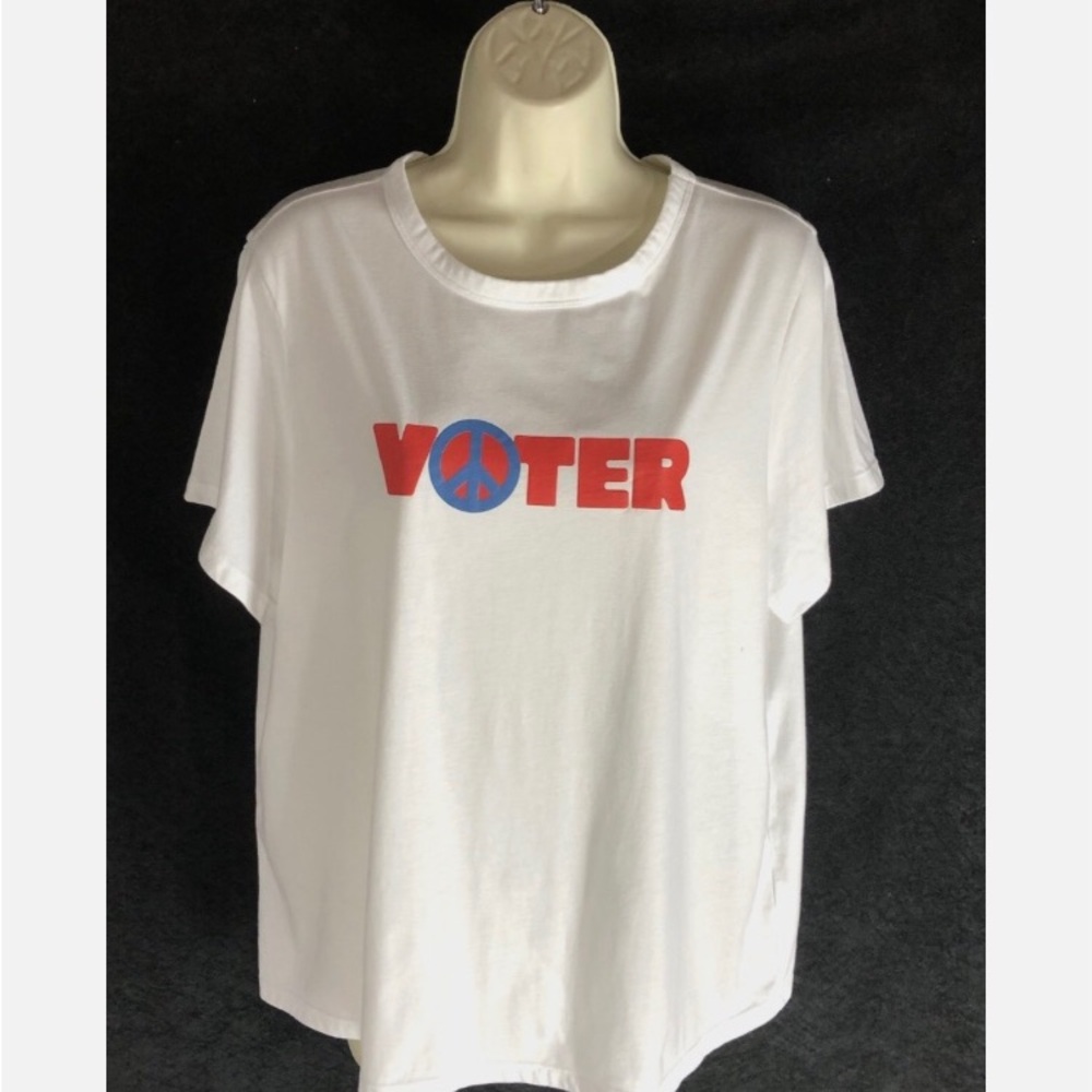 Old Navy womens Top T Shirt sz XL Voter Rock the Vote Boxy Fit